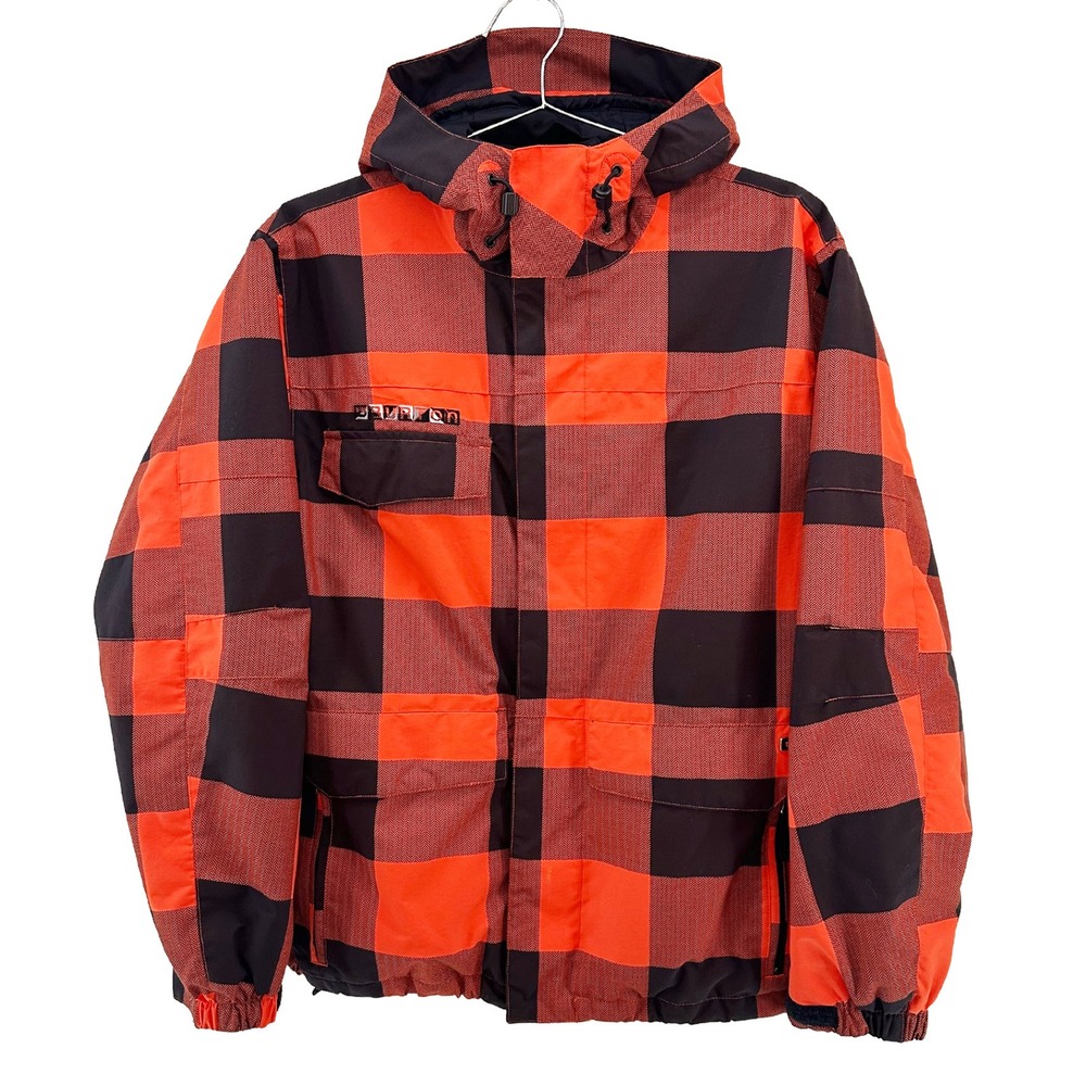 BURTON Men's‎ Phantom Snowboarding Jacket • Small • buffalo plaid orange black